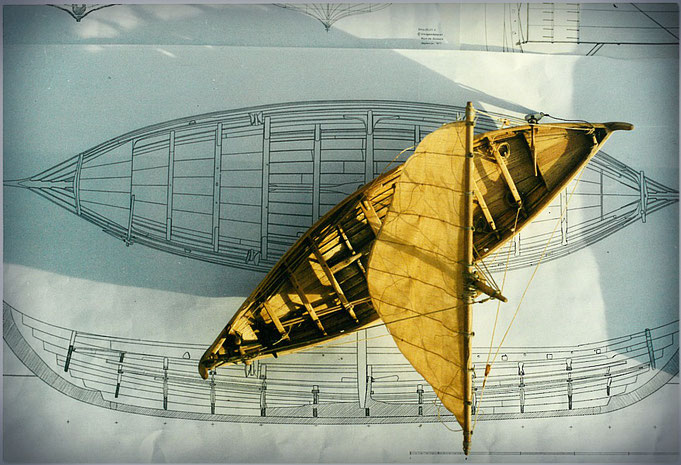 Wikinger Schiffsmodell 1:32, gebaut von Manfred Porath - Mit Bauplan